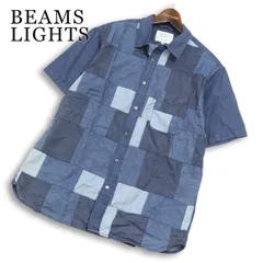BEAMS LIGHTS ビームス ライツ 春夏★ 半袖 パッチワーク デニム シャンブレー シャツ Sz.XL メンズ 大きいサイズのサムネイル