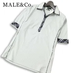 未使用★ MALE&Co. タカキュー 春夏★ 半袖 チェック切替 リブ スリム ポロシャツ 大きいサイズ Sz.LL メンズ グレーのサムネイル
