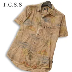 TCSS ティーシーエスエス 春夏★ リゾート 総柄 半袖 USED加工 ワーク シャツ Sz.M～L位　メンズのサムネイル