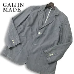GAIJIN MADE ガイジンメイド ハリラン 通年★ アンコン ストライプ テーラード ジャケット ブレザー Sz.L メンズ ネイビーのサムネイル