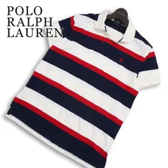 POLO RALPH LAUREN ポロ ラルフローレン 春夏★ 半袖 鹿の子 ボーダー ポニー刺繍 ポロシャツ Sz.L メンズ