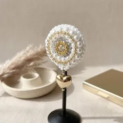 パールとビジューの煌めき ポニーフック ゴールド ハート キラキラ ハンドメイド