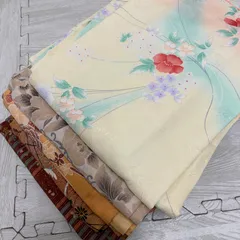 洗える化繊 美品多数 5着 着物まとめ売り リメイク材料 s-1007のサムネイル