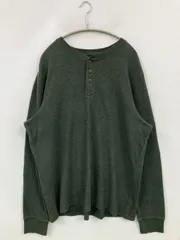 FADED GLORY フェイデッドグローリー Tシャツ/カットソー XL グリーン 無地 ミドル丈 長袖 ヘンリーネック メンズのサムネイル