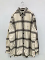 NAUTICA ノーティカ シャツ/ブラウス L/G アイボリー コットン チェック柄 ワンポイント 刺繍 ミドル丈 長袖 ボタンダウン メンズ