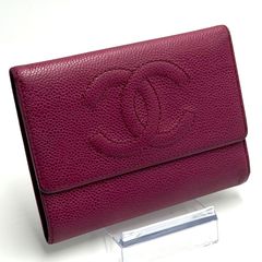 シャネル CHANEL キャビアスキン 三つ折り財布 ピンク - メルカリ