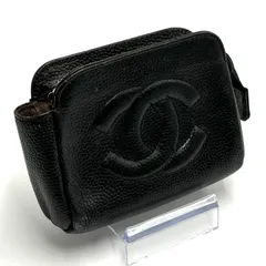 シャネル CHANEL キャビアスキン ポーチ 小物入れ コンパクト ゴールド金具 男女兼用 ブラック レザーのサムネイル