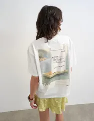 トップショップ レディース トップス Tシャツ グラフィック Topshop Amalfi graphic tee in ecru White ホワイトのサムネイル
