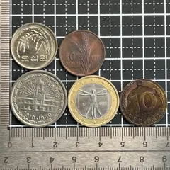 【古銭】世界の植物・自然デザイン硬貨5枚セット 韓国稲穂・トルコ麦・アルゼンチン太陽・ユーロ記念貨ほか 各国文化を楽しむコレクション 管理番号374のサムネイル