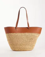 マンゴ レディース バッグ Mango large woven shoulder bag BEIGE ベージュのサムネイル
