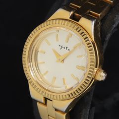 稼働品】 agete シェル文字盤 カットガラス 1Pダイヤ 電池交換済