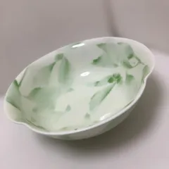 美品 深川製磁 有田焼 盛鉢 サラダボウル 深皿 和食器 青磁風 草花柄 ボウル 鉢 盛皿 和モダン 食器 インテリア 約19cm 260602-5A