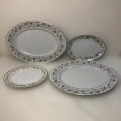 オーバルプレート 楕円皿 盛皿 花柄 プレートセット Yamaichi Seto China 昭和レトロ アンティーク ビンテージ 洋食器 テーブルウェア サービングプレート 大皿 中皿 飾り皿 来客用 パーティー 食器まとめ売り　260605-8Yのサムネイル