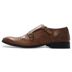 GIORGIO BRUTINI ダブル モンクストラップ ウイングチップ ドレスシューズ 28cm ブラウン レザー メダリオン 248764-1のサムネイル