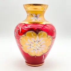 【稀少】ベネチアンガラス 花瓶 約30cm 特大 ムラーノガラス 金彩装飾のサムネイル