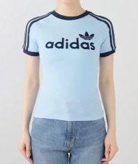 値下げ可☆アディダス XLサイズ 半袖 Tシャツ 3ストライプ 青 JC7705