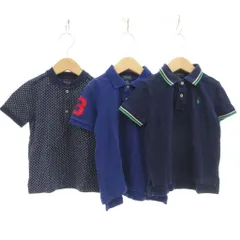 ポロ ラルフローレン POLO RALPH LAUREN ポロシャツ 子ども服（男女兼用）3点セット おまとめ 4/4T 3/3T 紺 ネイビー 青 ブルー 半袖 ボタンダウン 無地 /SC