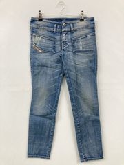 DIESEL ディーゼル デニムパンツ W25 L32 ブルー クロップド・半端丈 無地 ブランドロゴ スキニー・タイト レギュラー ヴィンテージ レディース