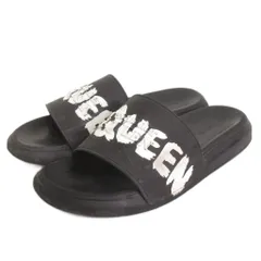 アレキサンダーマックイーン ALEXANDER MCQUEEN GRAFFITI RUBBER POOL SLIDE サンダル ロゴプリント 黒 ブラック 41 25.5㎝位 靴 ☆AA★のサムネイル
