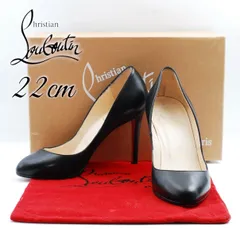 35 22cm 美品 クリスチャンルブタン Christian Louboutin パンプス 黒 ブラック レッドソール ラウンドトゥ レザー ハイヒール 靴 シューズ 本革 フォーマル 結婚式 パーティー ビジネス 通勤 エレガントのサムネイル