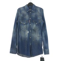 DSQUARED2ディースクエアードのダメージ加工デニムシャツ 送料無料 34