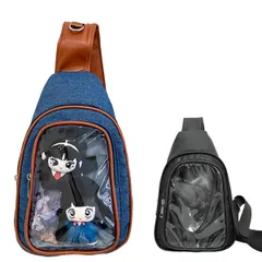 [イイクル] ぬいバッグ ボディバッグ 10cm 2体 収納 500mlペットボトル対応 レザー 缶バッジシート付属 痛バッグ 推し活のサムネイル