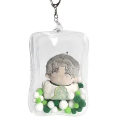 YUYAKESHI OB11 ケース おもちゃ bjd 旅行 透明 ソフト バッグ 痛バ 外出 人形 お出かけ用 キーホルダー ぬいば 防塵 収納（四角・ポンポンボール付・15cm）のサムネイル