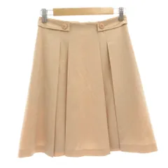 フォクシーニューヨーク FOXEY NEW YORK ミニスカート プリーツ フレア ロゴボタン 38 ベージュ /FFのサムネイル