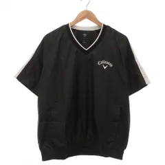 キャロウェイ CALLAWAY 美品 プルオーバー半袖 ウィンドブレーカー ロゴ Vネック L 黒 ブラック/YJのサムネイル
