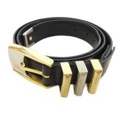 ヴェルサーチ メデューサ ベルト クロコ型押し レザー 黒 ブラック