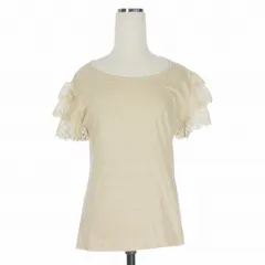 ピンクハウス PINK HOUSE フレンチレーススリーブ Tシャツ カットソー 半袖 L ベージュ P011NUAL15B