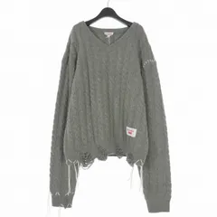 チャールズジェフリー ラバーボーイ CHARLES JEFFREY LOVERBOY LABEL CABLE KNITTED JUMPERS ケーブルニット セーター Vネック 長袖 S グレー 052090301のサムネイル