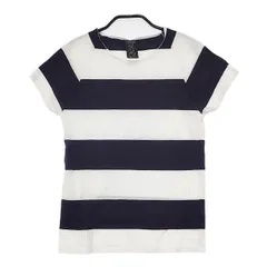 homspun 061-6585 ボーダー コットン サイズS 半袖Ｔシャツ カットソー ホワイト ネイビー レディース ホームスパン【中古】6-0614S∞のサムネイル