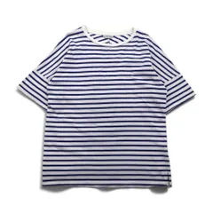 UNUSED ボーダーTシャツ L ブルー ホワイト コットン 日本製のサムネイル