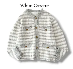 ウィムガゼット Whim Gazette ツィードニットジャケット グレー 2025AW 美品 ニットジャケット 羽織 アウター 定価38,500円 6JU047のサムネイル