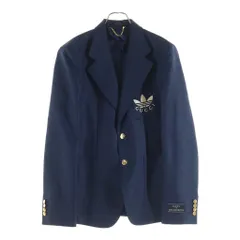 GUCCI (グッチ) ×ADIDAS トレフォイル ジャガード 胸ロゴ 3ストライプ 金ボタン 720968 テーラードジャケット ブルーのサムネイル
