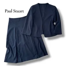 ポールスチュアート Paul Stuart リンクスジャージ ノーカラージャケット スカート セットアップ ネイビー 6 M 春夏 レディース 日本製 ウォッシャブル スーツ フォーマル ビジネス 近年モデル 6JU075のサムネイル