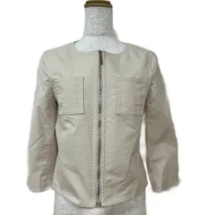 クレージュ courreges ジャケット 上着 38 ライトベージュ ノーカラー 七分袖 ジップアップ/OY ■ECA004のサムネイル