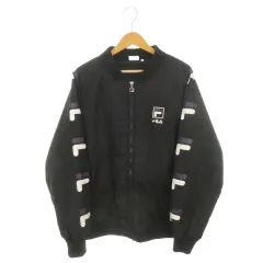 フィラ FILA 中綿ジャケット ブルゾン ジップアップ L 黒 ブラック ロゴプリント 長袖 /AH26 ■GY70のサムネイル