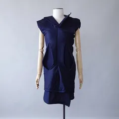 希少 COMME des GARCONS コムデギャルソン AD2007 中綿 変形 ノースリーブ ワンピース アーカイブ ネイビーのサムネイル