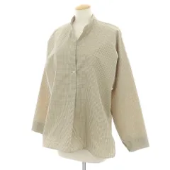 【新品】バグッタ Bagutta ポリエステル チェック プルオーバー カジュアルシャツ ベージュxグリーン【サイズ38/S】【レディース】のサムネイル