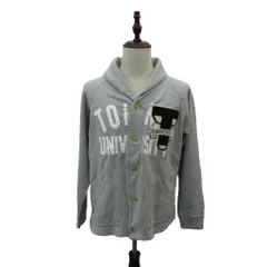 トミー TOMMY スウェットブルゾンジャケット 上着 XL グレー ショールカラー ロゴプリント ワッペン ミドル丈 /YS31 ■ECE006のサムネイル