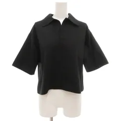 ミラオーウェン Mila Owen 美品 カットソー ニット Tシャツ 0 黒 ブラック 半袖 開襟 無地 /NLのサムネイル