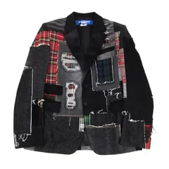 ジュンヤワタナベマンJUNYA WATANABE MAN 異素材パッチワークテーラードジャケット 黒他Lのサムネイル