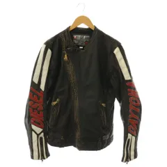 ディーゼル DIESEL HIGH SPEED ライダース レザー ジャケット ジップアップ M 黒 ブラック /NR ■GY50のサムネイル