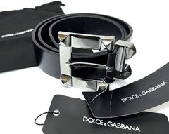ドルチェ&ガッバーナ D&G スタッズ レザーベルト ブラック イタリア製 DOLCE&GABBANA｜ドルチェ＆ガッバーナ スタッズバックルレザーベルト