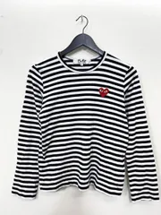 PLAY COMME des GARCONS プレイ コムデギャルソン ボーダー 長袖 カットソー sizeM/白 黒 ■■◎レディースのサムネイル
