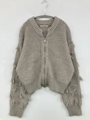 crie conforto クリエコンフォルト カーディガン/ボレロ F グレー ウール・ニット ナイロン 無地 フリンジ ショート丈 長袖 レディースのサムネイル