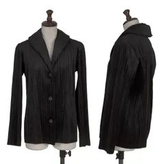 プリーツプリーズPLEATS PLEASE ベロアプリーツショールカラージャケット 黒3のサムネイル