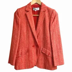 ヴィンテージ  Christian Dior クリスチャンディオール  毛 ウール 綿 コットン  ツイード テーラードジャケット レディース Mのサムネイル